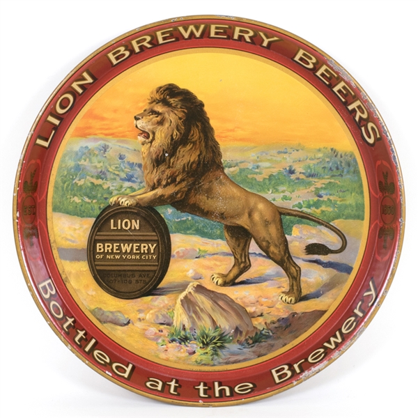 Lion Brewery Lion Standing On Barrel Advertising Tray